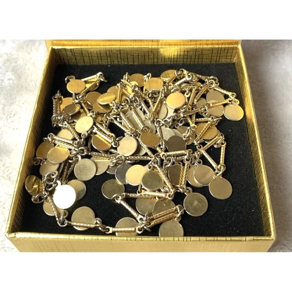 Vintage Vendôme Gold Tone Long Layering Necklace 52 Inch Coin Disc - Picture 3 of 6